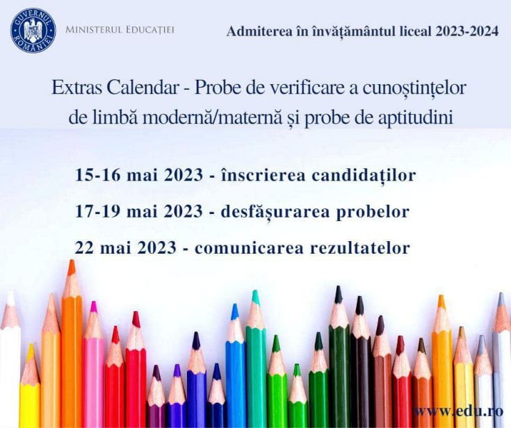 calendar admitere liceu limba materna