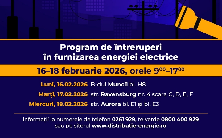 intreruperi curent electric 16 18 februarie 1